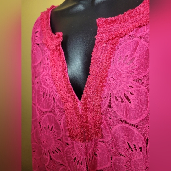 Trina Turk Jubilee Pink Lace Floral Shift Dress sz 12 TD161018 - Picture 9 of 9